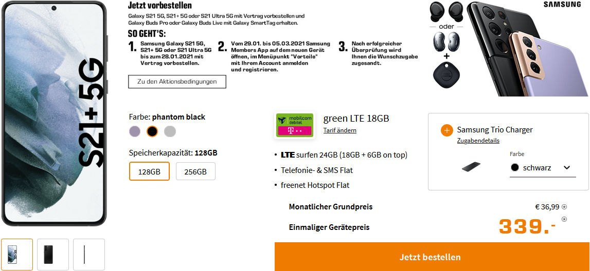 Samsung Galaxy S24 Ultra -512GB- für einmalig 179 Euro mit 140 GB LTE/5G  nur 44,99 Euro monatlich - HandyTarifTipp